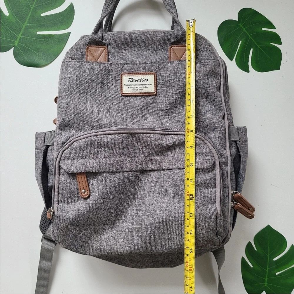 Ruvalino diaper bag backpack with many compartments gray color nice cond…